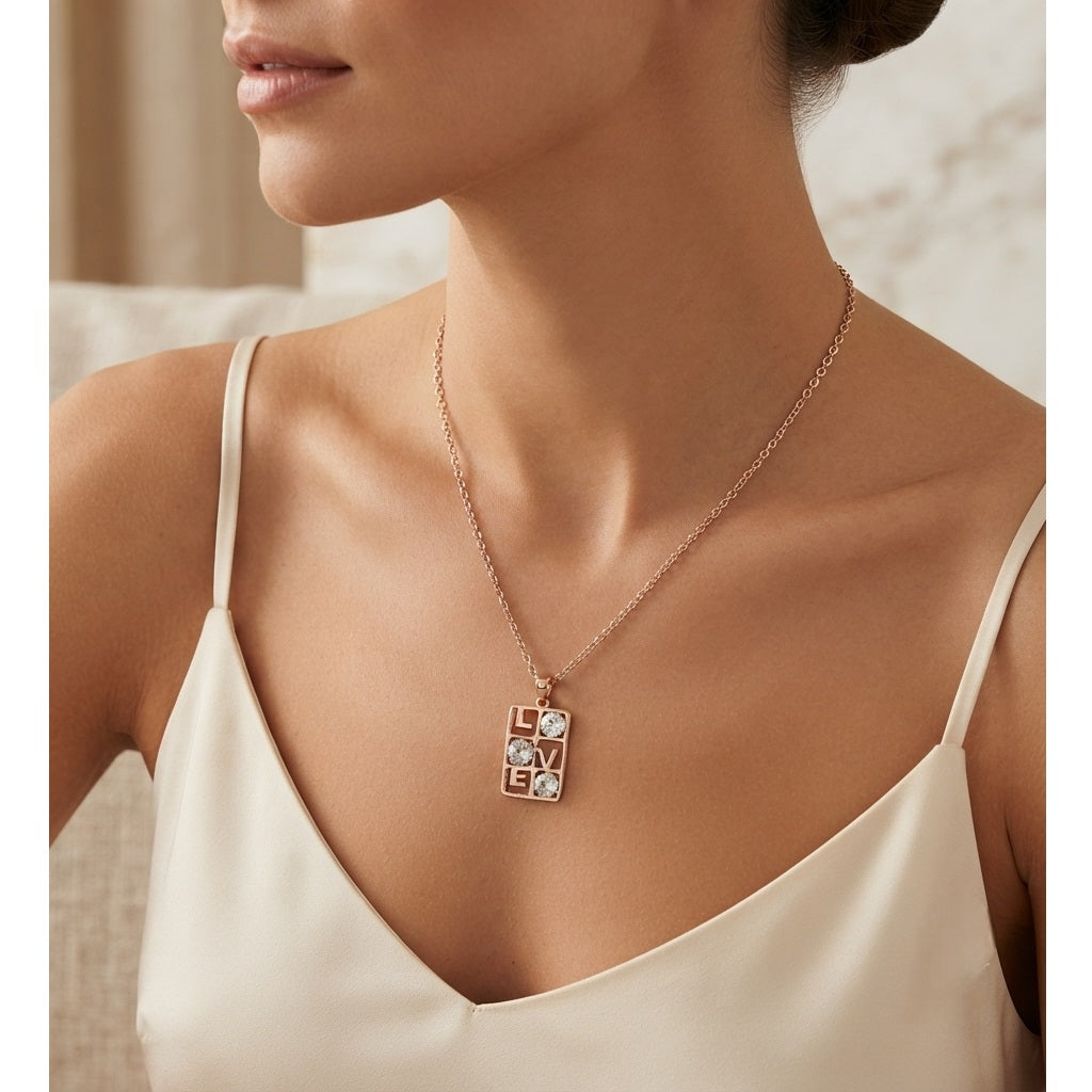 Collar Mujer Eterno Amor, Destellos en Rosa