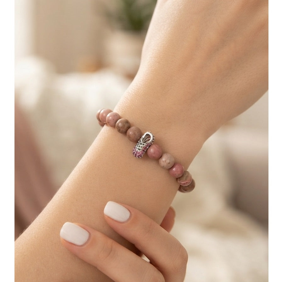 Pulsera para Mujer Dije Zapato Cuarzo Rodonita