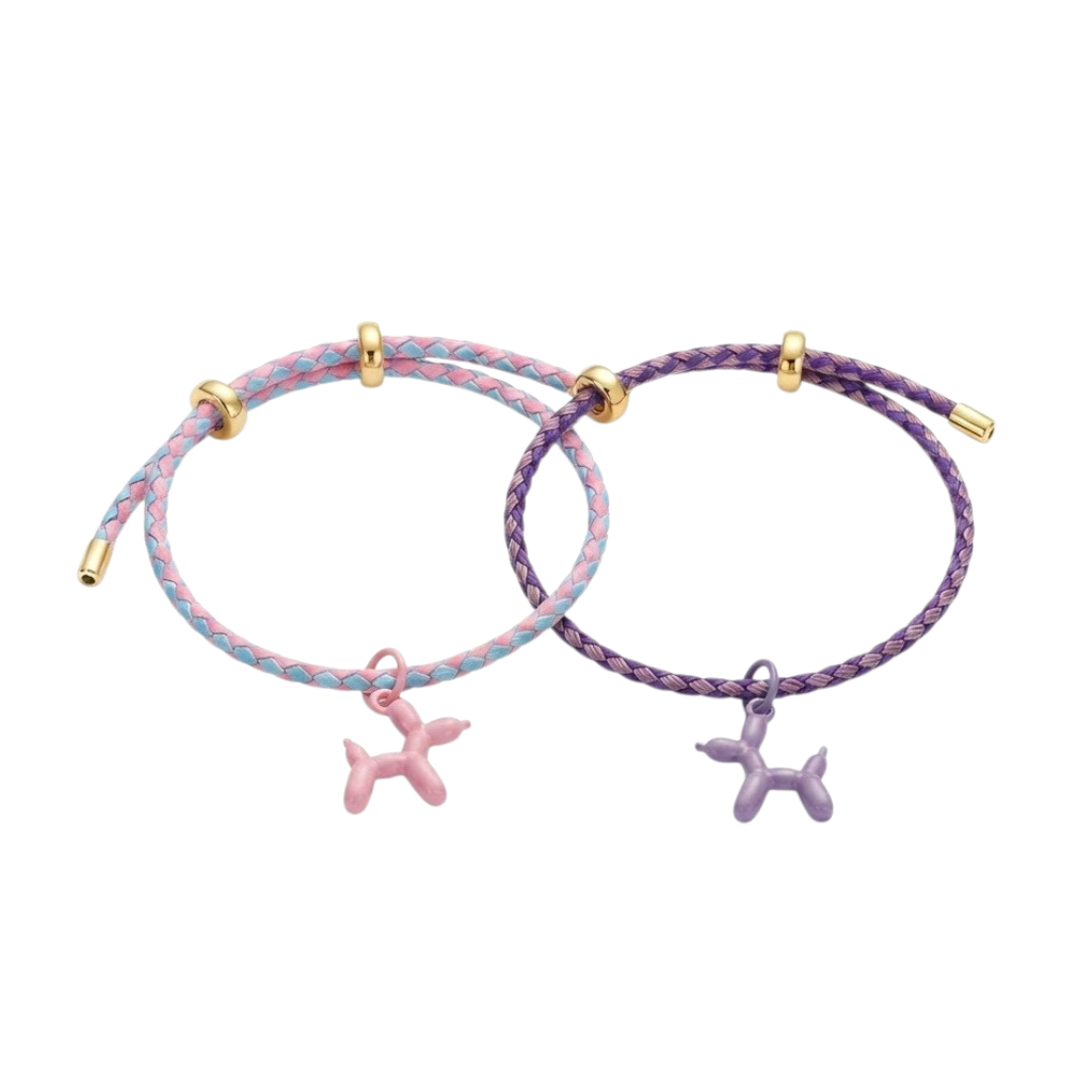 Set Pulseras Trenzada para Mujer con dije de Perrito