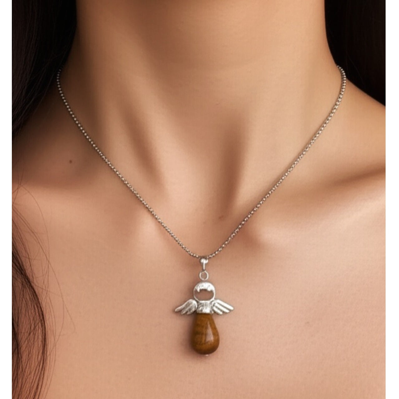 Collar Mujer Ángel y Cuarzo Ojo de Tigre de Joyas Lucyana