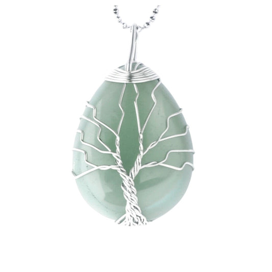 Collar Árbol de la Vida con Cuarzo Aventurina, "Piedra de la Oportunidad", de Joyas Lucyana