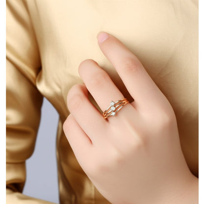 Anillo de Compromiso Mujer Tres Piedras Dorado
