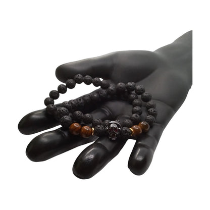 Pulsera Energética Hombre Calavera Dj, Piedras Naturales