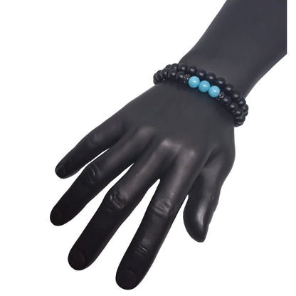 Pulsera Curativa Hombre Piedras Naturales Cuarzo Celeste