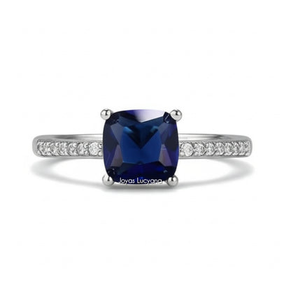 Anillo de Compromiso Zirconio Azul en Plata de Joyas Lucyana