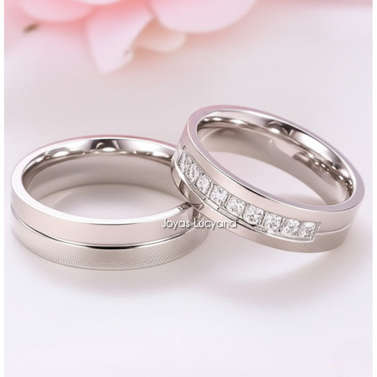 Juego de Aros de Matrimonio de Joyas Lucyana