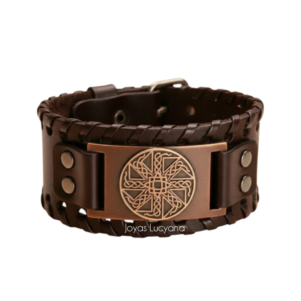 Brazalete para Hombre de Kolovrat Vikingo con Cuero Marrón
