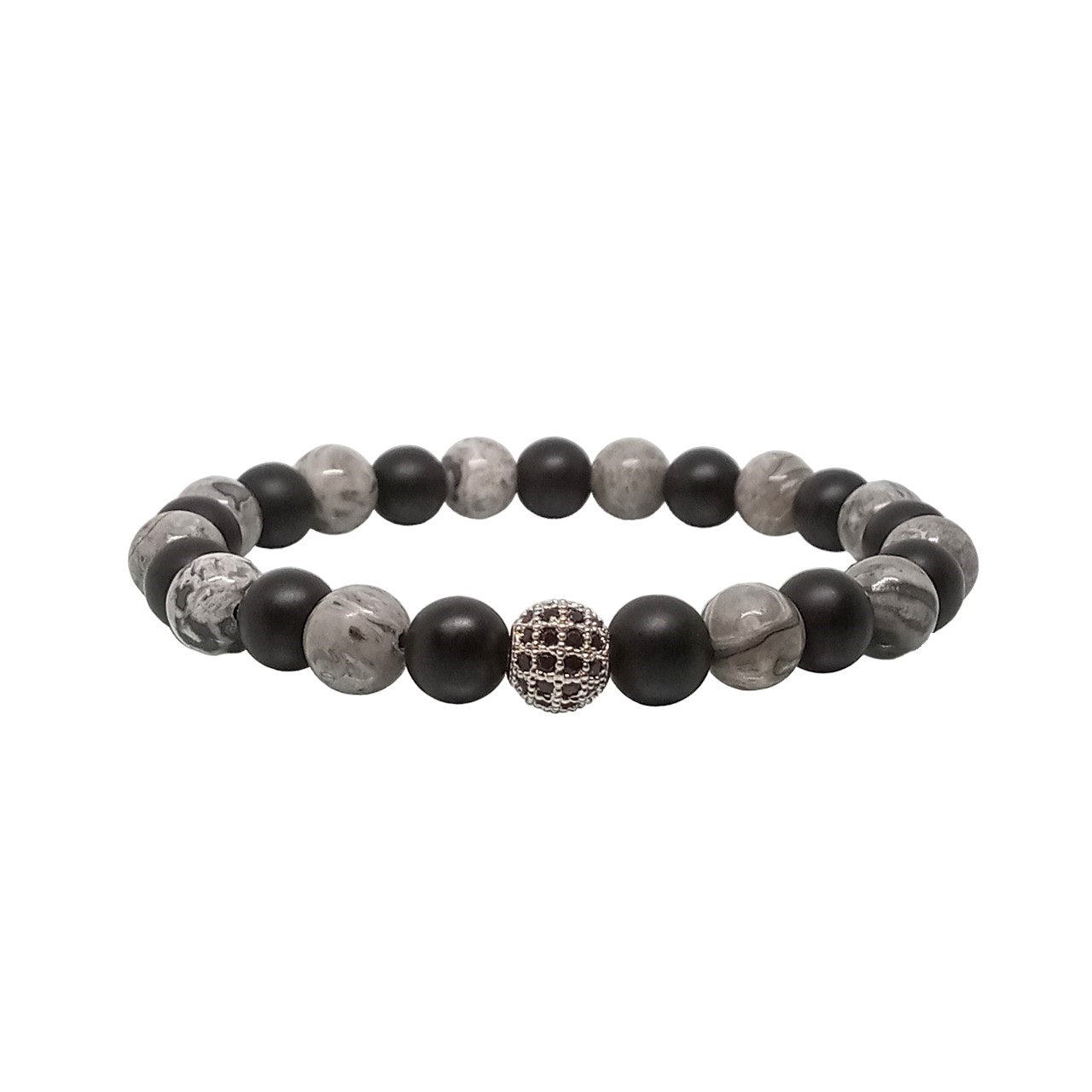 Pulsera para Hombre con dije de Cristal, Cuarzo Ónix y Picasso