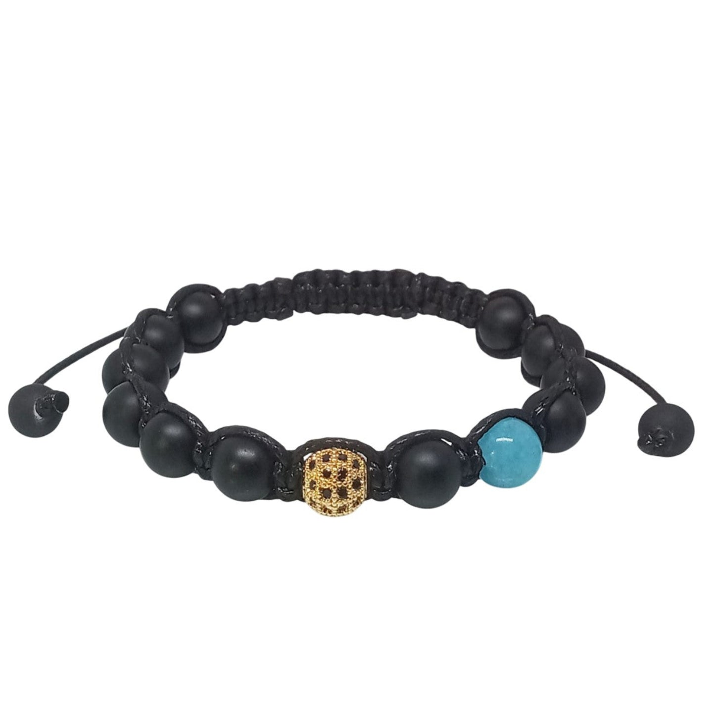 Pulsera para Hombre con Cristal, Cuarzo Ónix y Calcedonia