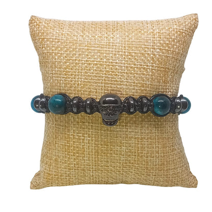 Pulsera Energética Calavera Piedras Naturales Hombre