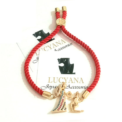 Pulsera para Mujer de Hilo Rojo con dije de Pedida de Mano