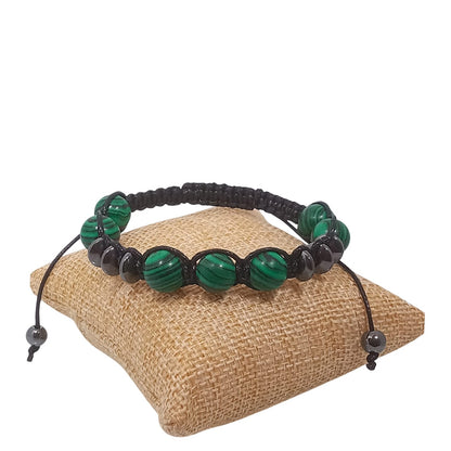 Pulsera para Hombre con Cuarzo Malaquita y Hematita