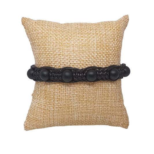 Pulsera para Hombre, Mujer, con Cuarzo Ónix y Cuero