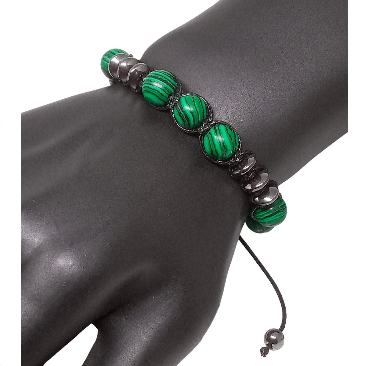 Pulsera para Hombre con Cuarzo Malaquita y Hematita