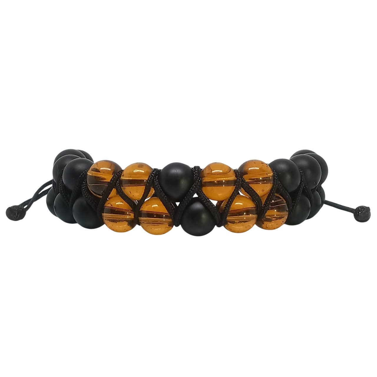 Pulsera para Hombre con Cuarzo Ónix y Ámbar