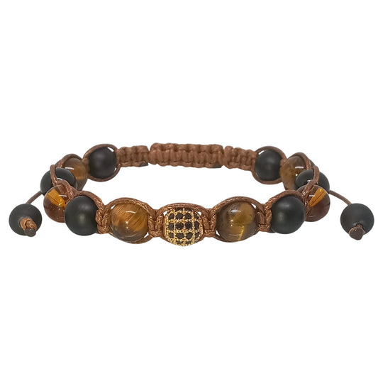 Pulsera para Hombre con Cristal y Cuarzo Ojo de Tigre, Ónix y Ámbar