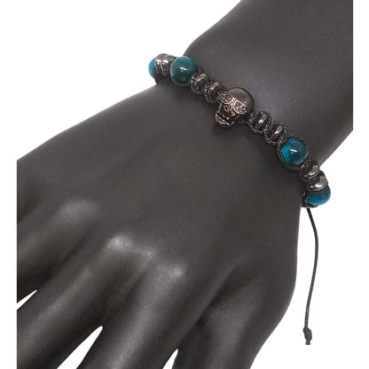 Pulsera Energética Calavera Piedras Naturales Hombre