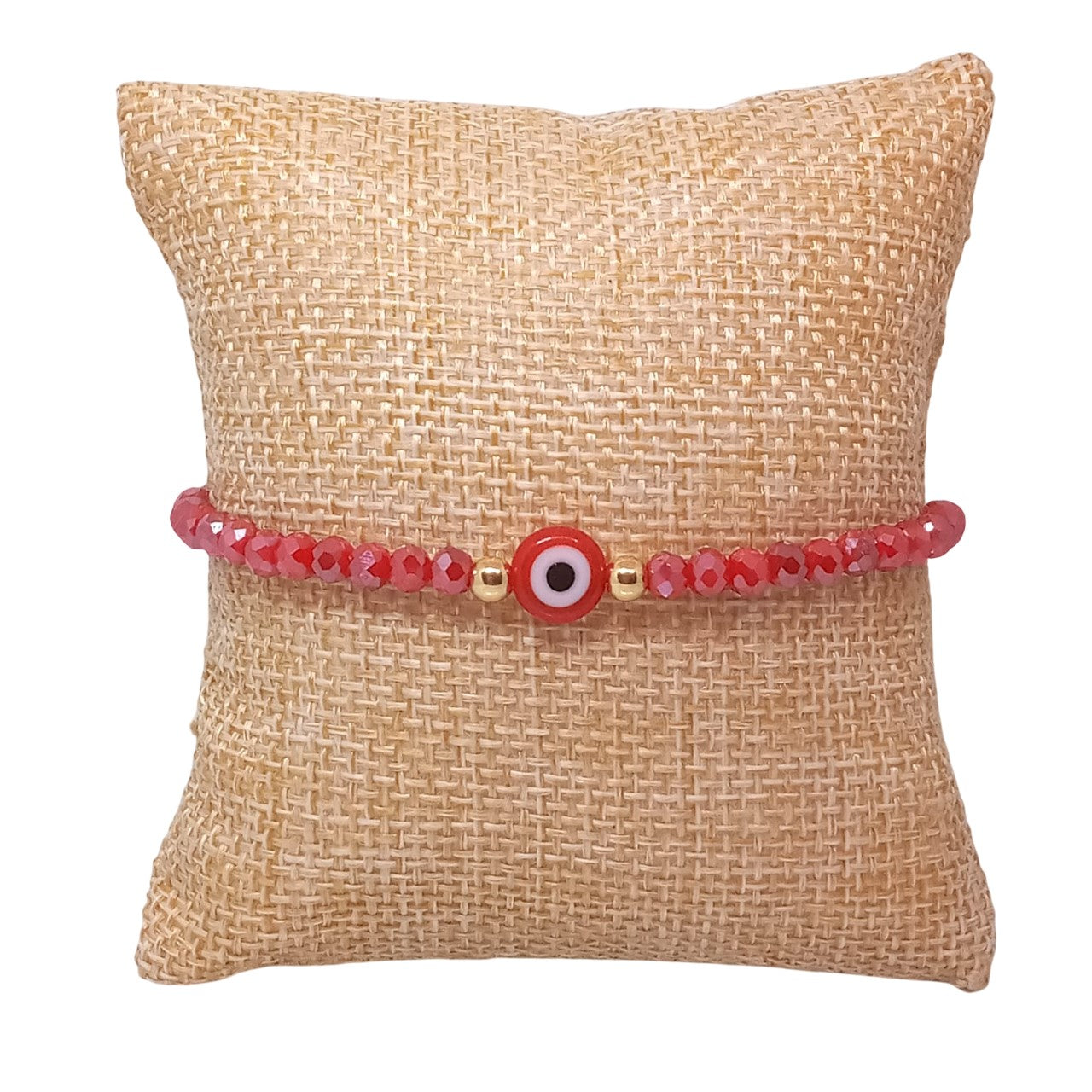 Pulsera para Mujer con Ojo Turco rojo y Cristal de Murano