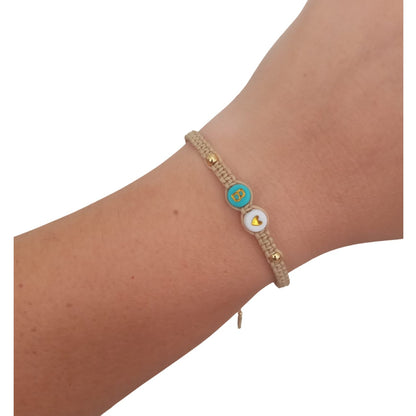 Pulsera Mujer de Hilo con Letra Inicial B y Corazón de Joyas Lucyana