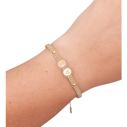 Pulsera Mujer de Hilo con Letra Inicial E y Corazón de Joyas Lucyana