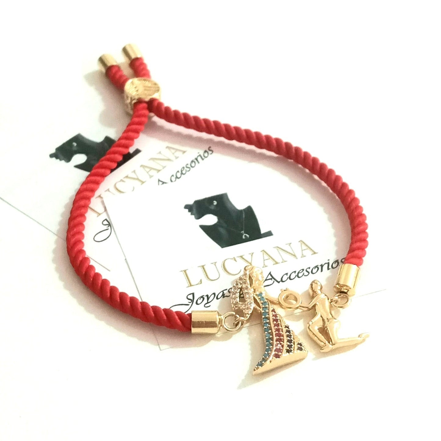 Pulsera para Mujer de Hilo Rojo con dije de Pedida de Mano