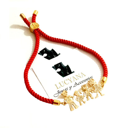 Pulsera para mujer de hilo rojo con dije de Familia