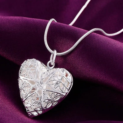 Collar Portafoto de Corazón para Mujer Bañado en Plata 925