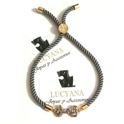 Pulsera para Mujer de cordón plata con dije de hueso de perro