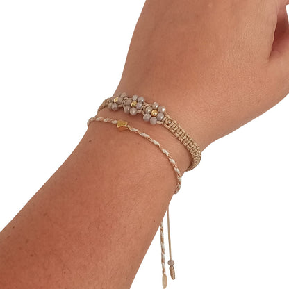 Set de Pulseras de hilo para mujer con Flores y dije de corazón