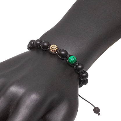 Pulsera para Hombre de Cristal con Cuarzo Ónix y Malaquita