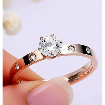 Anillo de Compromiso Bañado en Oro Rosa de Joyas Lucyana