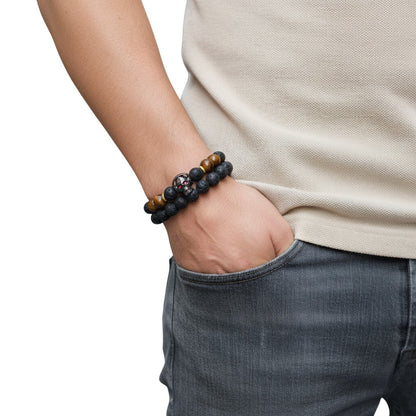 Pulsera Energética Hombre Calavera Dj, Piedras Naturales