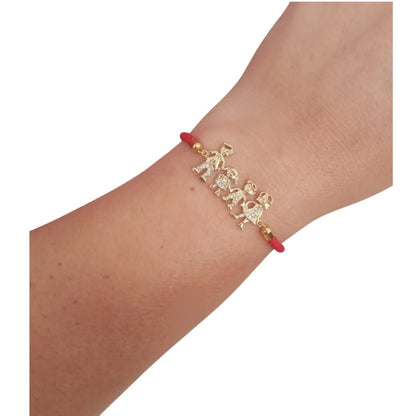 Pulsera para mujer de hilo rojo con dije de Familia