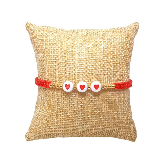 Pulsera para Mujer de hilo con Corazones