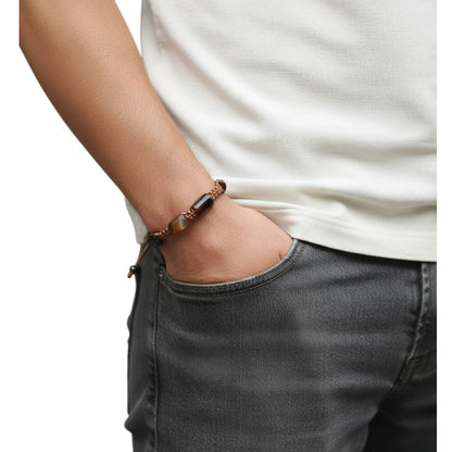 Pulsera para Hombre con Cuarzo Ágata café