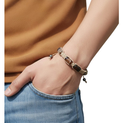 Pulsera para Hombre con Cuarzo Ágata café