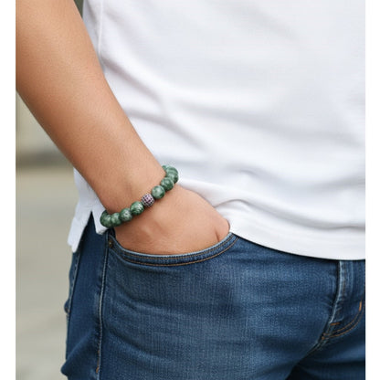 Pulsera Curativa y Energética para Hombre, Cristal con Cuarzo Jaspe Verde