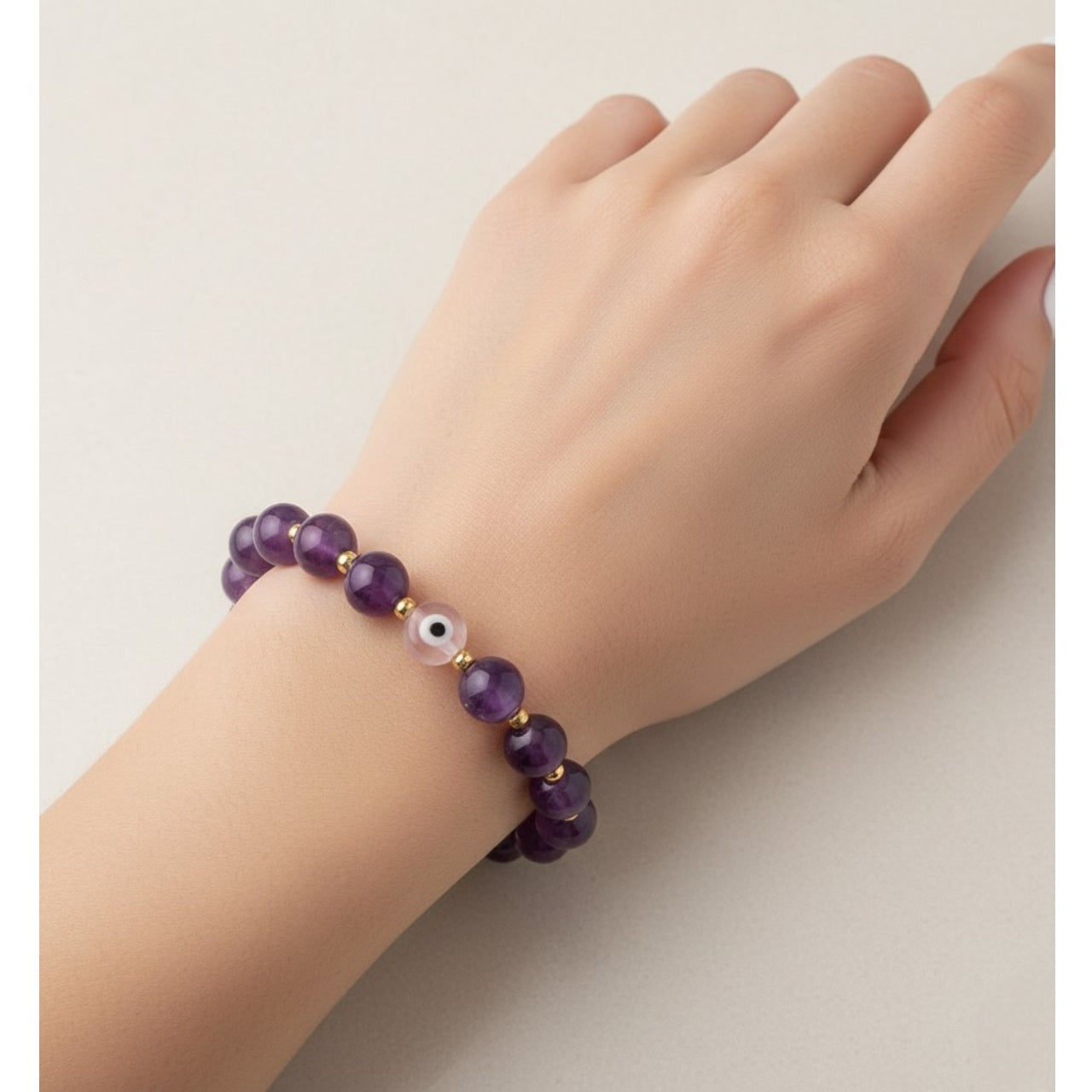 Pulsera Curativa Ojo Turco y Cuarzo Amatista de Joyas Lucyana