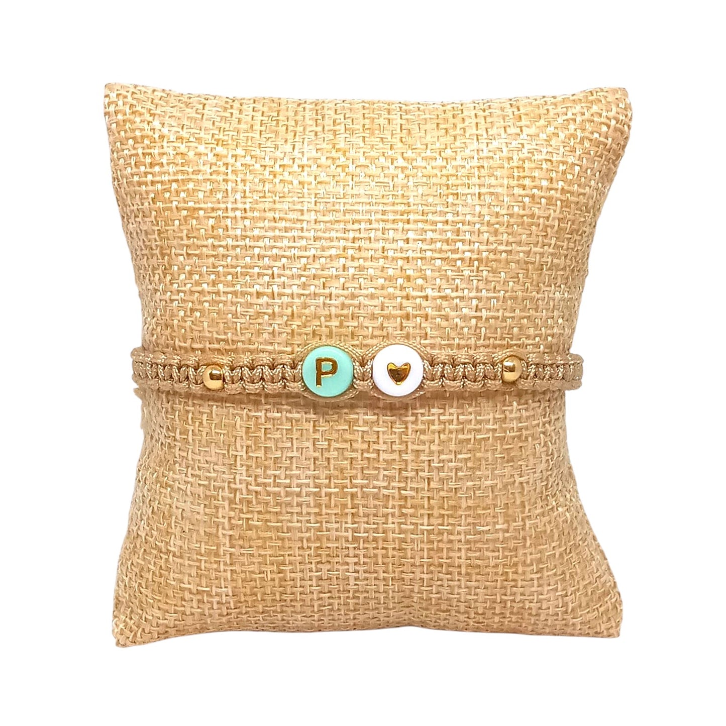 Pulsera Mujer Hilo con Letra Inicial P y Corazón de Joyas Lucyana