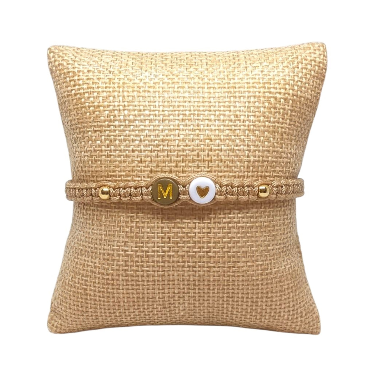 Pulsera Mujer Hilo con Letra Inicial M y Corazón de Joyas Lucyana