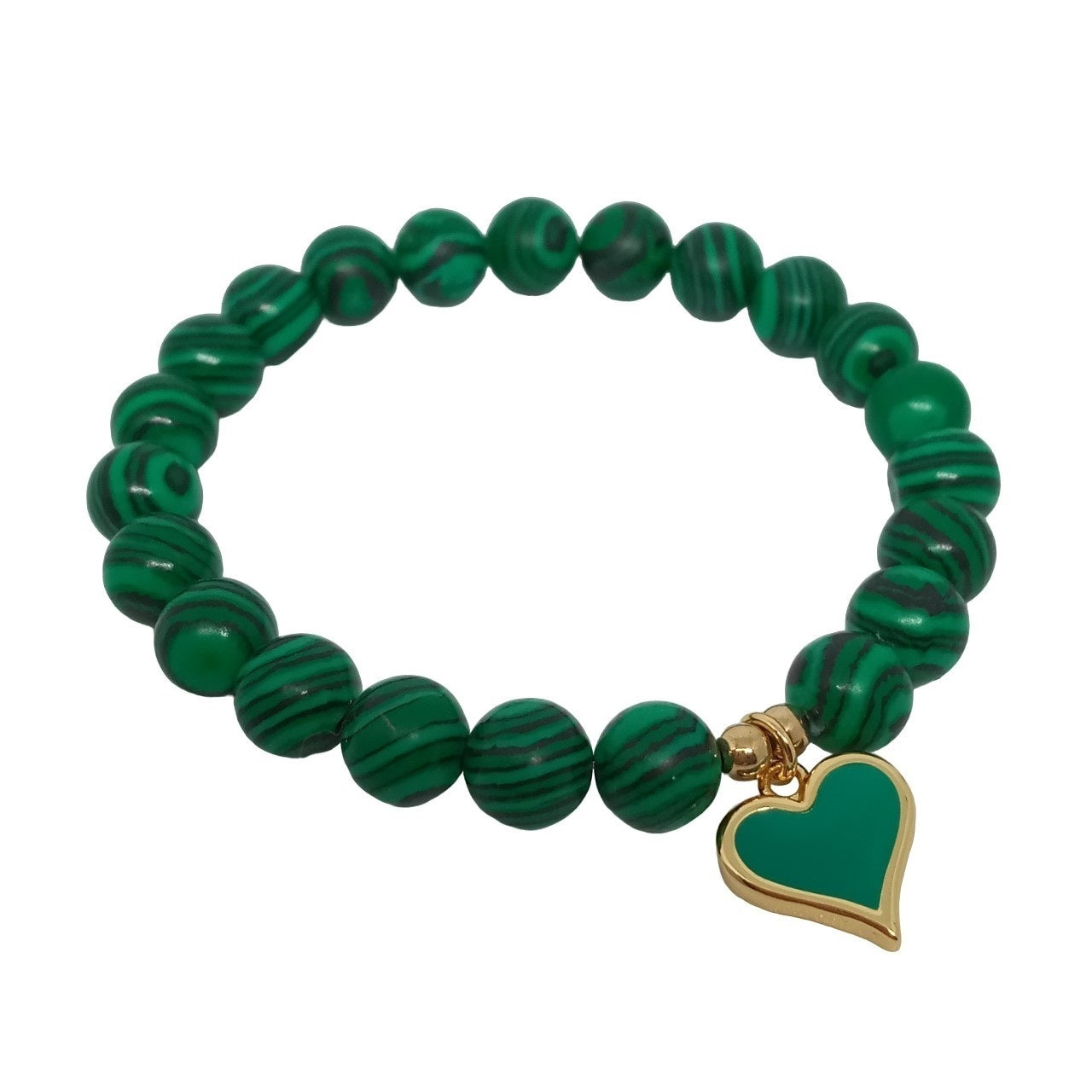 Pulsera para Mujer con Corazón Verde y Cuarzo Malaquita