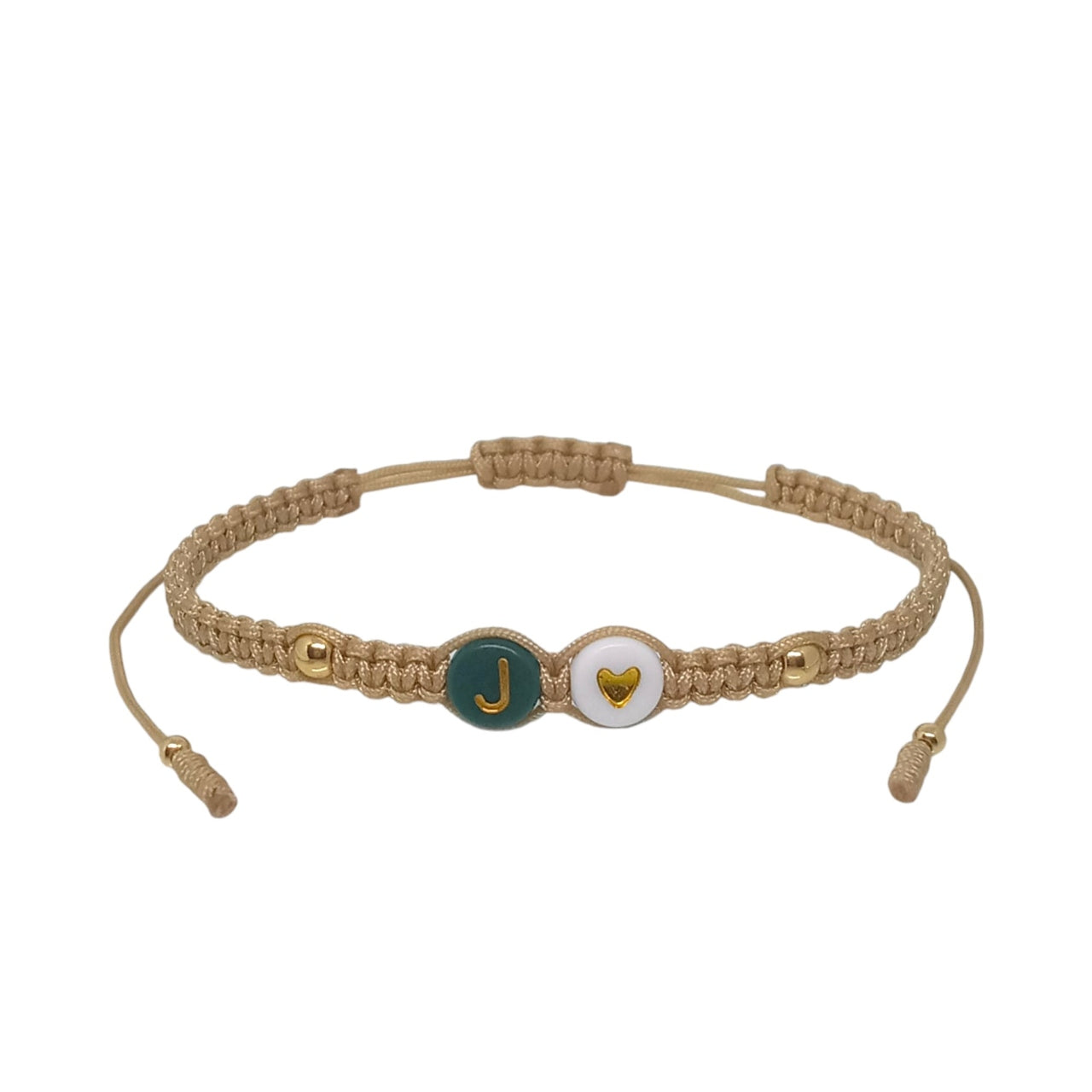 Pulsera Mujer Hilo con Letra Inicial J y Corazón de Joyas Lucyana