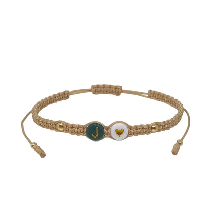 Pulsera Mujer Hilo con Letra Inicial J y Corazón de Joyas Lucyana
