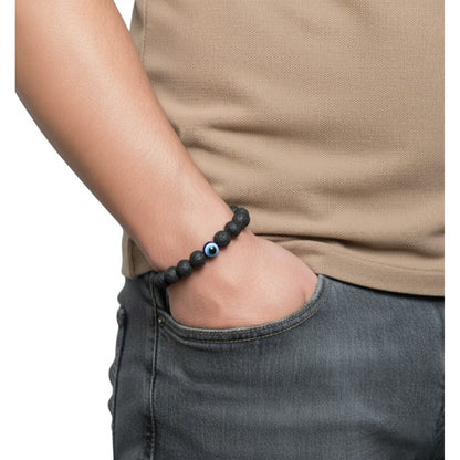 Pulsera Protección Ojo Turco Piedra Volcánica Hombre de Joyas Lucyana