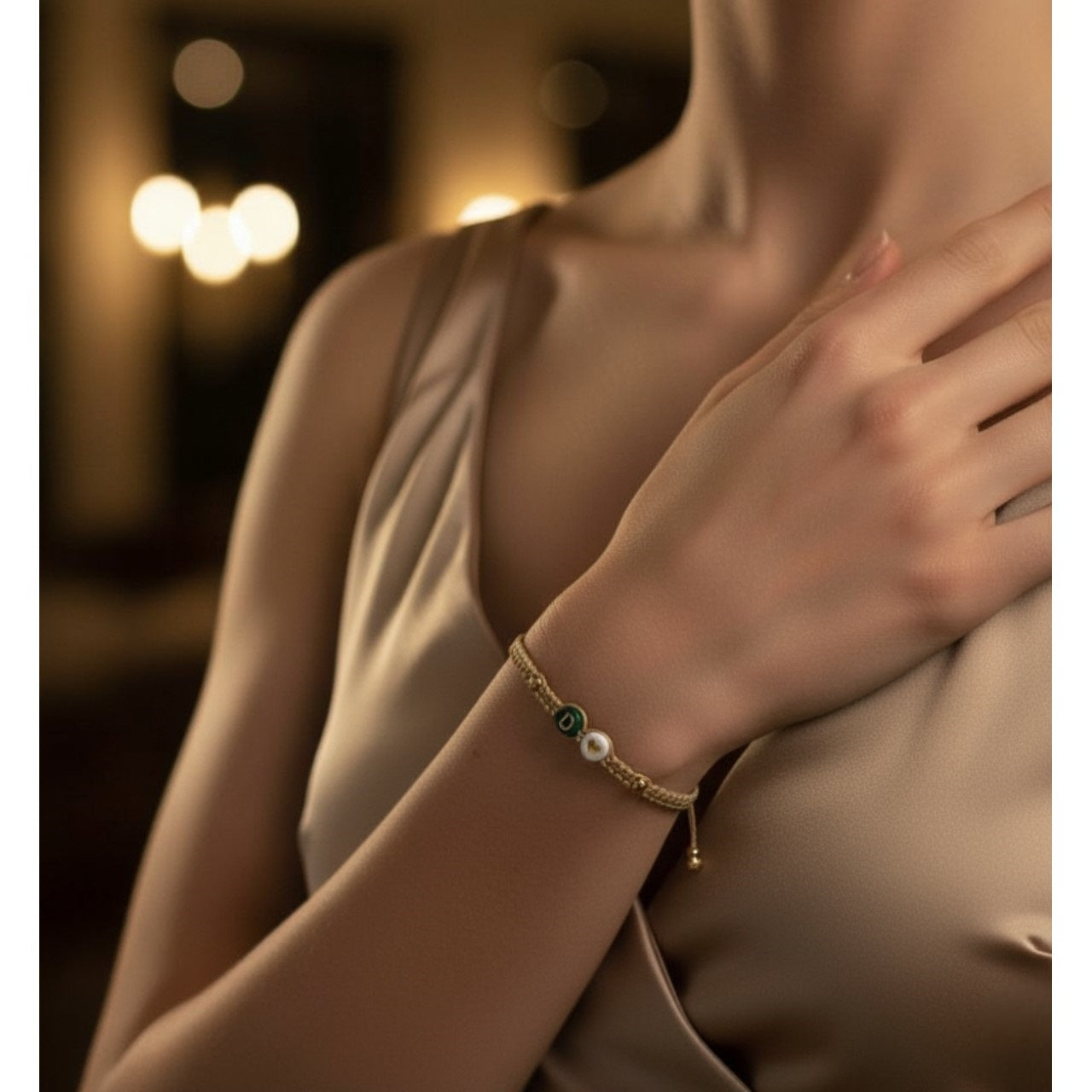 Pulsera Mujer Hilo con Letra Inicial D y Corazón de Joyas Lucyana