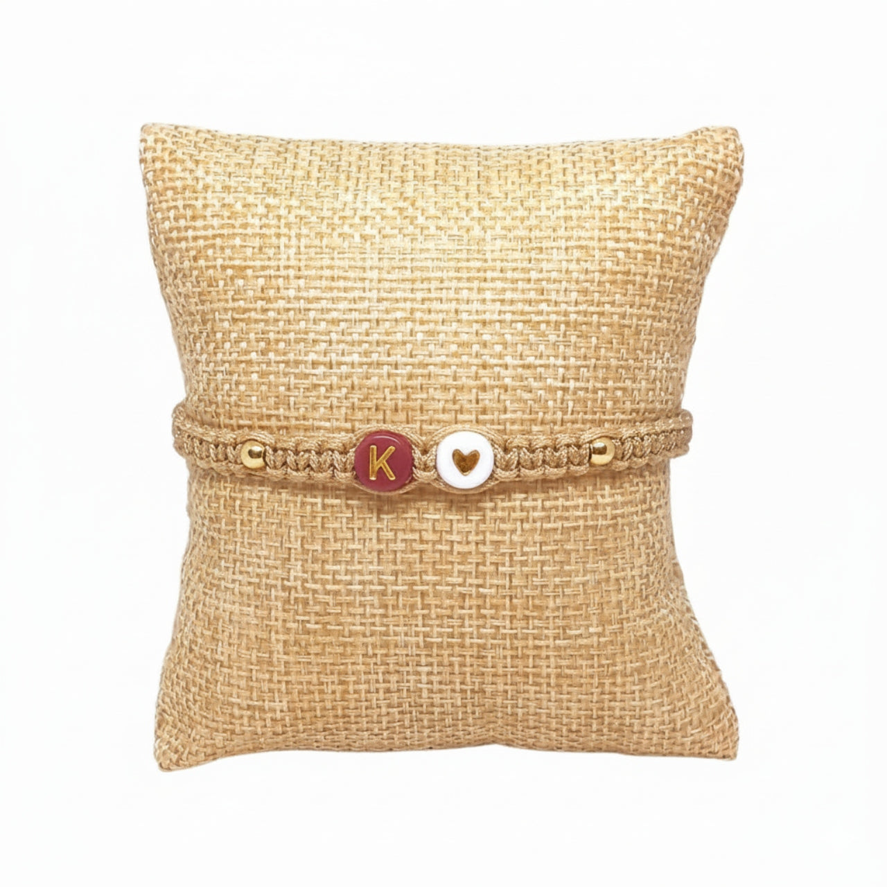 Pulsera Mujer de Hilo con Letra Inicial K y Corazón de Joyas Lucyana