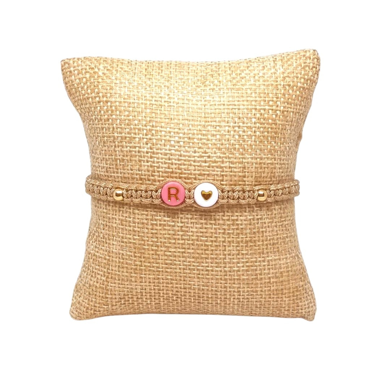 Pulsera Mujer Hilo con Letra Inicial R y Corazón de Joyas Lucyana