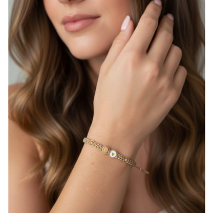Pulsera Mujer de Hilo con Letra Inicial L y Corazón de Joyas Lucyana