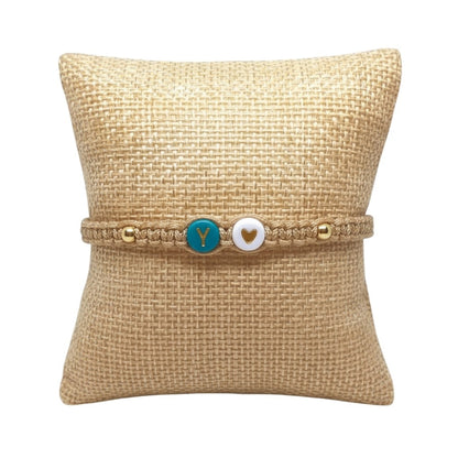 Pulsera para Mujer de Hilo, Letra Inicial Y, con Corazón