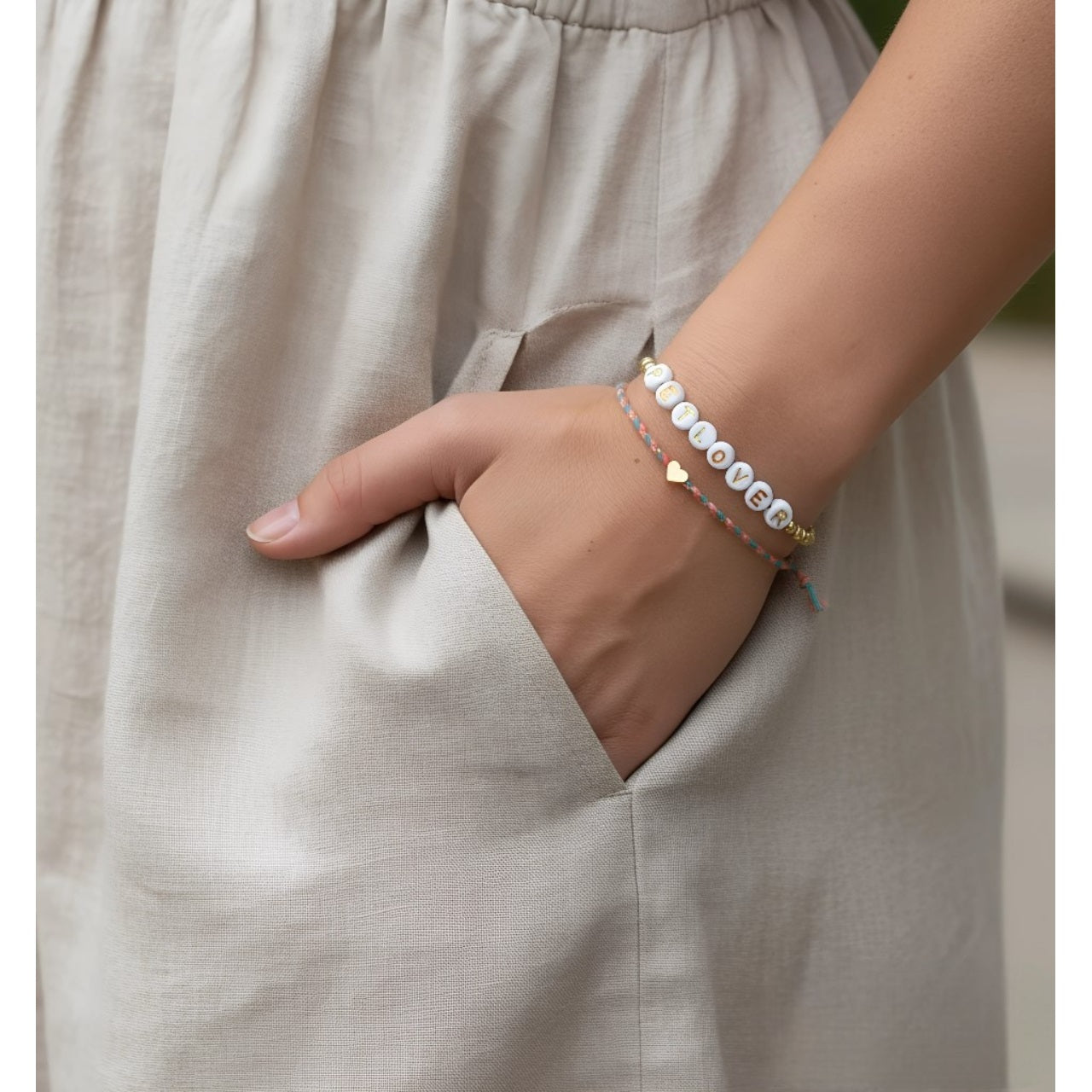 Set de Pulsera de hilo para Mujer Petlover y Corazón